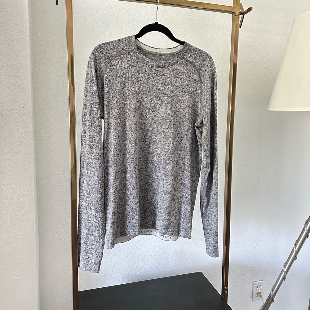 lululemon mental vent ls (m) grey and white pattern